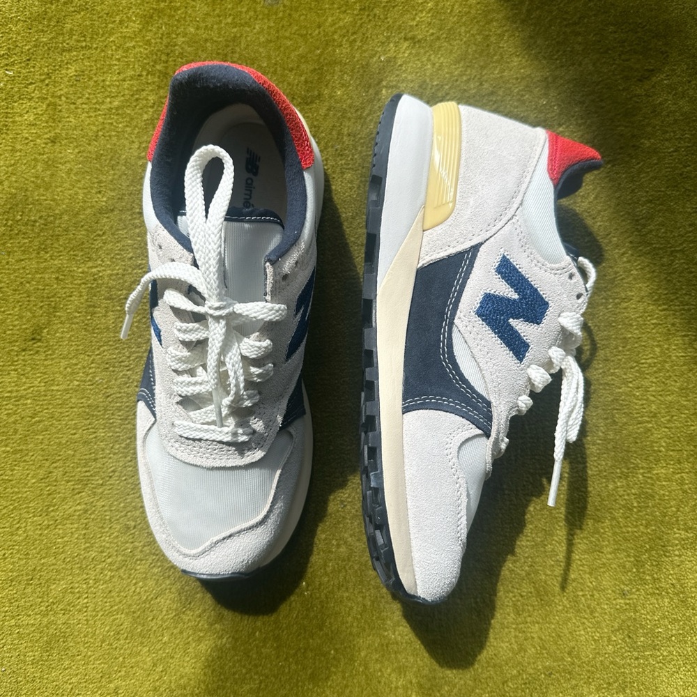 New Balance Kids' White and Navy Sneakers